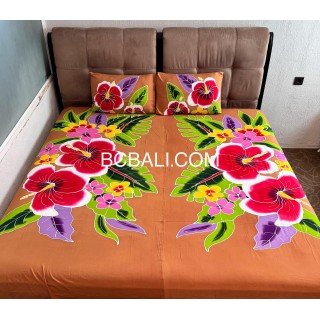 Handcrafted Rayon Bedsheet Hand Painted Floral Design Best Quality